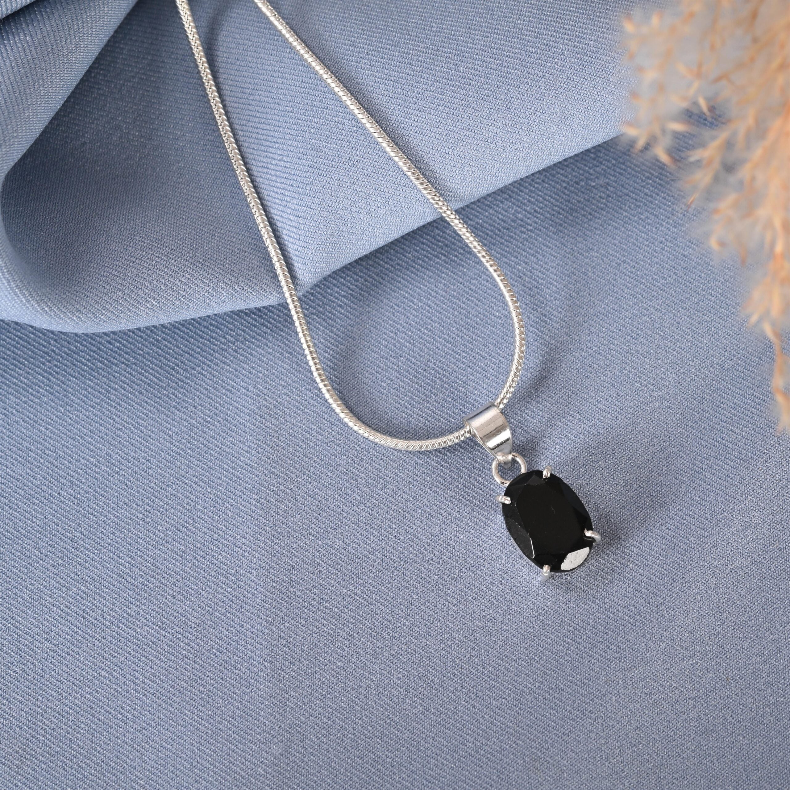 Oval Cut Black Tourmaline Pendant